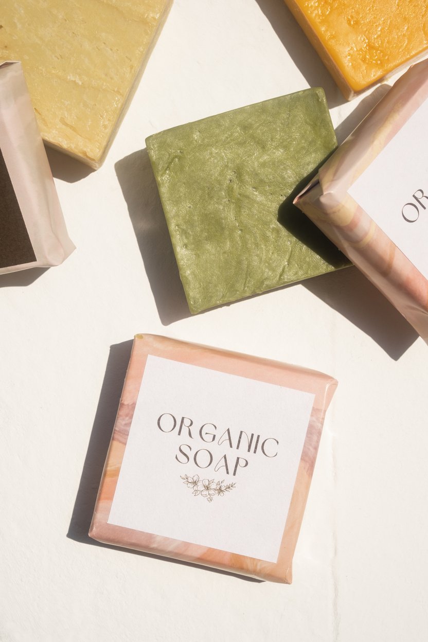 Bars of Organic Soap Flatlay